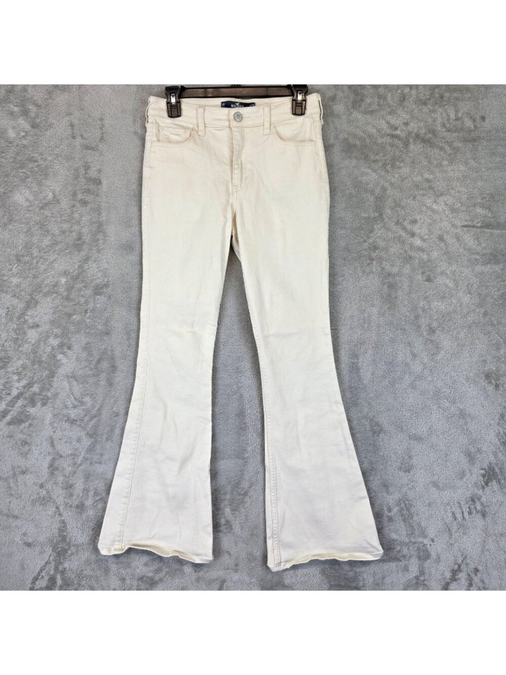 Hollister High-Rise Flare Jeans Womens 4R White Light Wash Slim Stretch Denim